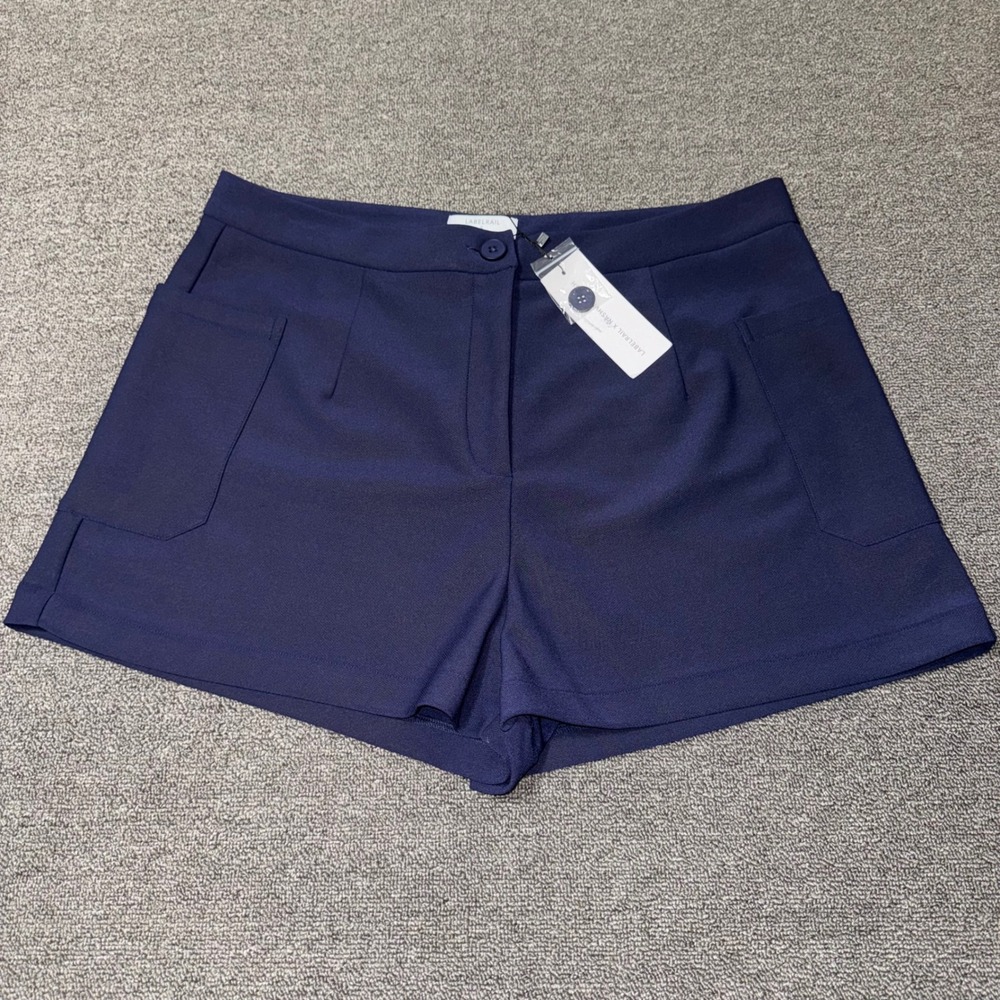 Labelrail x Nashville Tash Navy Blue Tailored High Waist Shorts Women's US 14